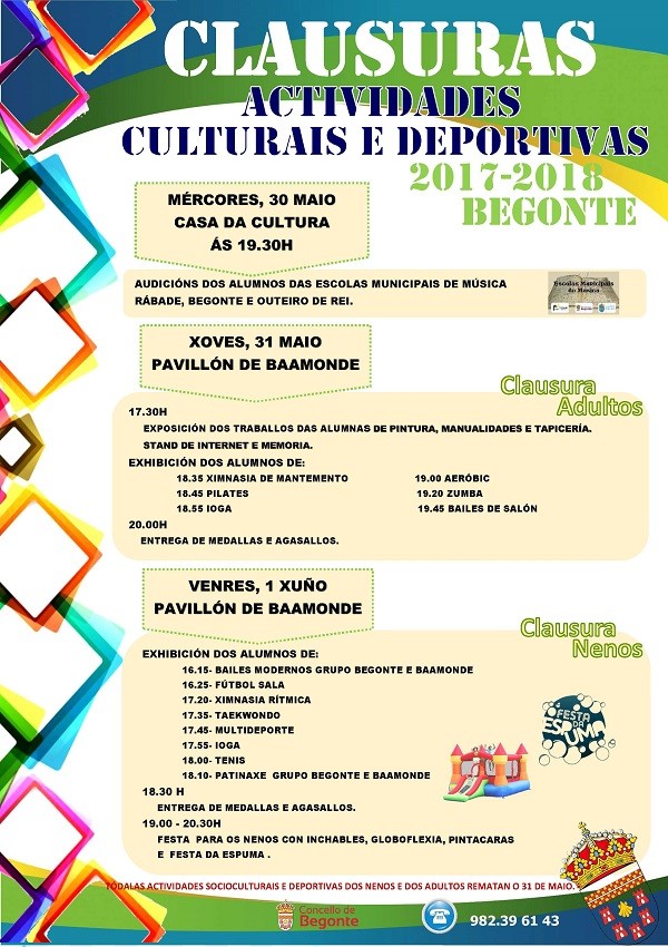 Clausuras das Actividades Culturais e Deportivas 2017-2018.