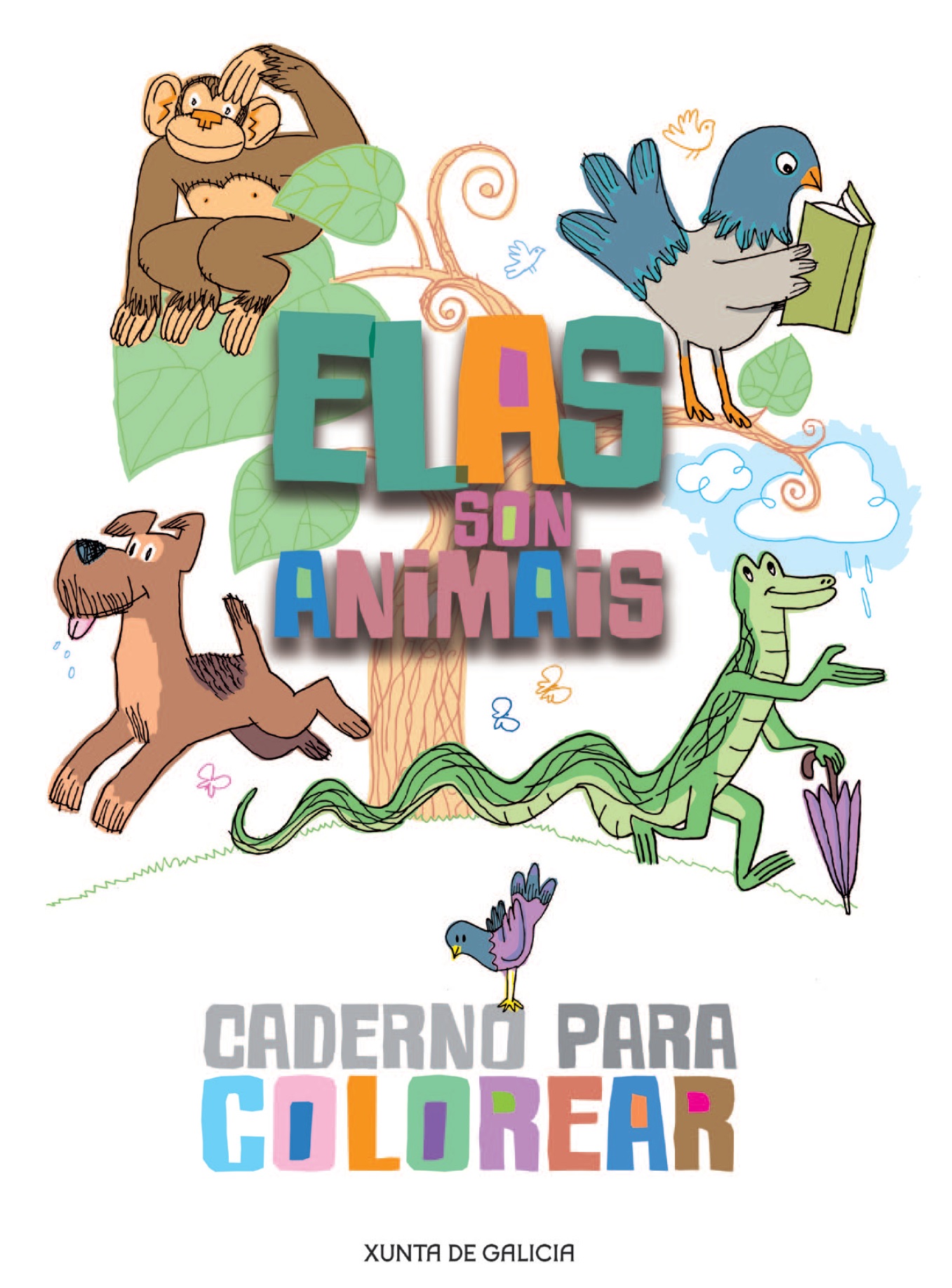 Caderno para colorear do libro infantil "Elas son animais"