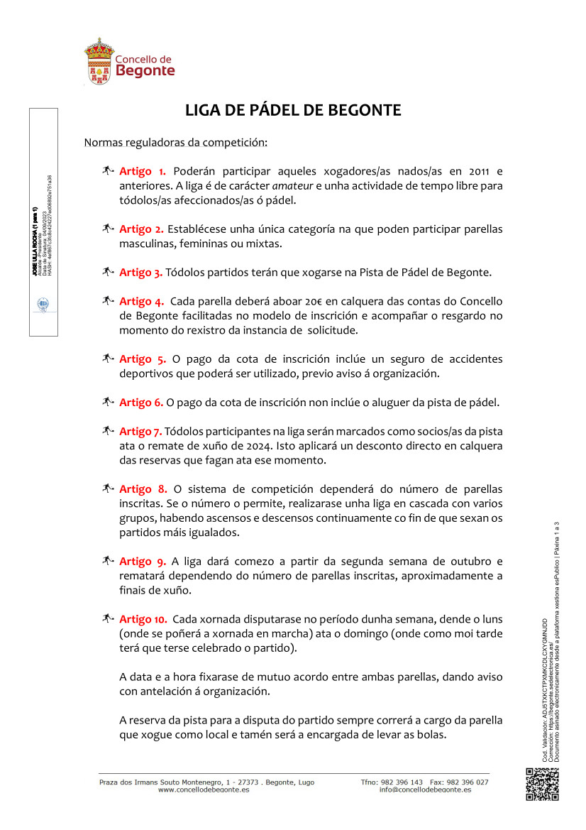 Bases Liga Padel Begonte